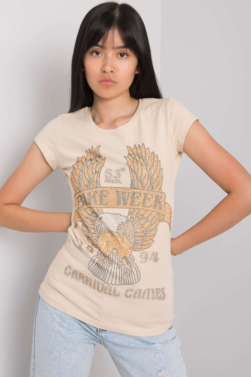 Béžové tričko s aplikací Haley