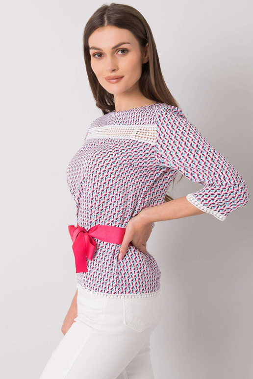 Bílá a růžová halenka se vzory Ifrah