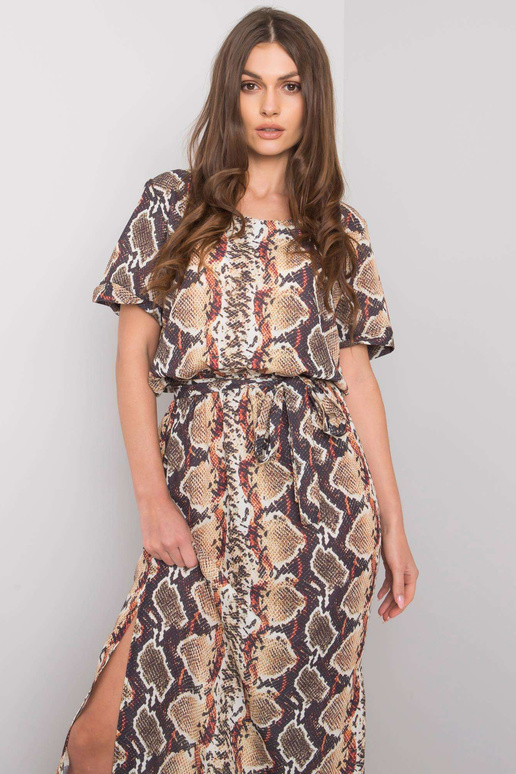 Béžové šaty s potiskem Meriem