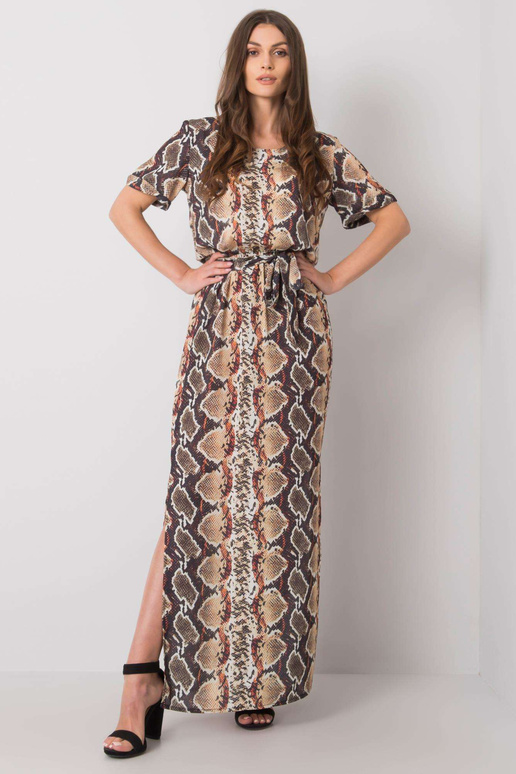 Béžové šaty s potiskem Meriem