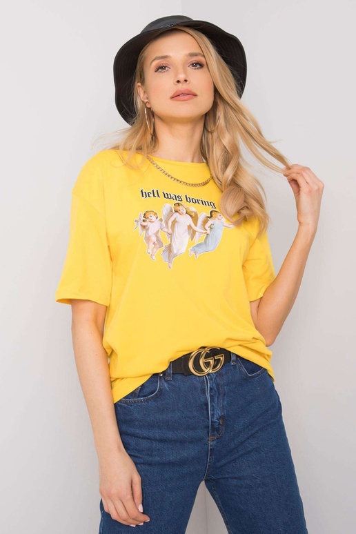 Žluté tričko s potiskem Jasmine RUE... Žluté tričko s potiskem Jasmine RUE...