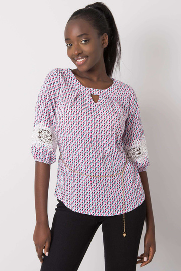 Bílá a růžová halenka s...