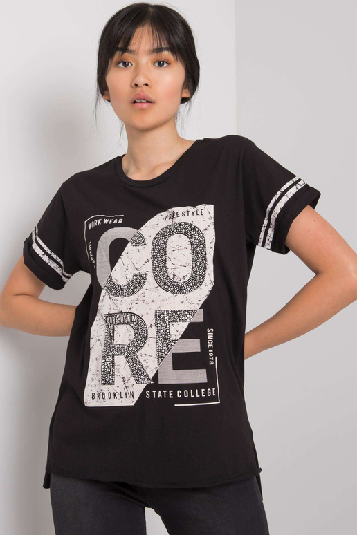 Černé tričko s potiskem Amber Černé tričko s potiskem Amber