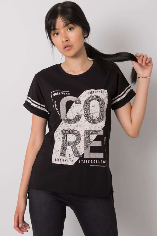 Černé tričko s potiskem Amber Černé tričko s potiskem Amber