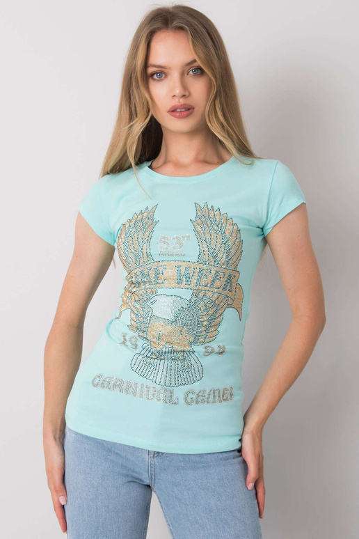 Světle modré tričko s aplikací Haley