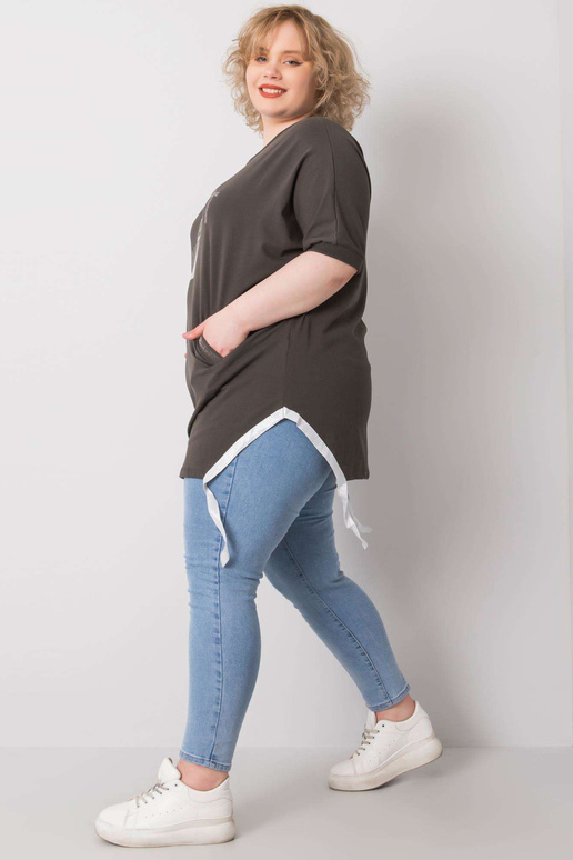 Tmavá khaki halenka plus velikosti Clare