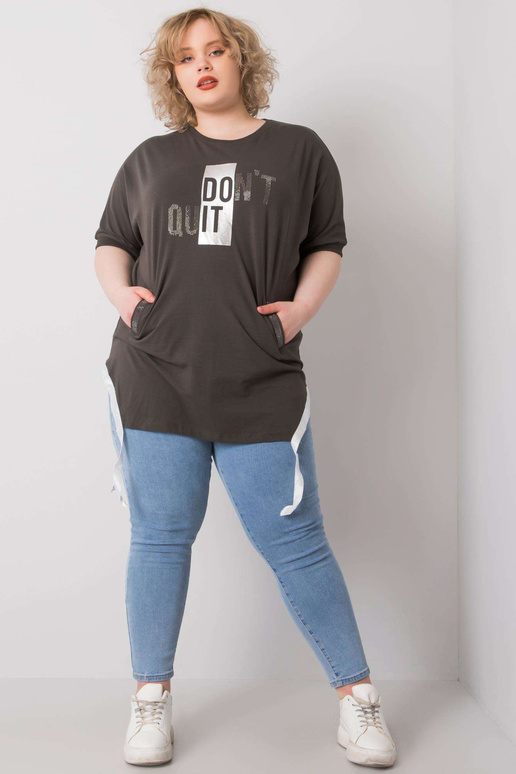 Tmavá khaki halenka plus velikosti Clare