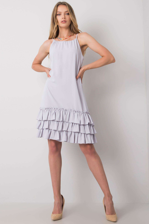 Světle šedé volánové šaty Routh PARIS