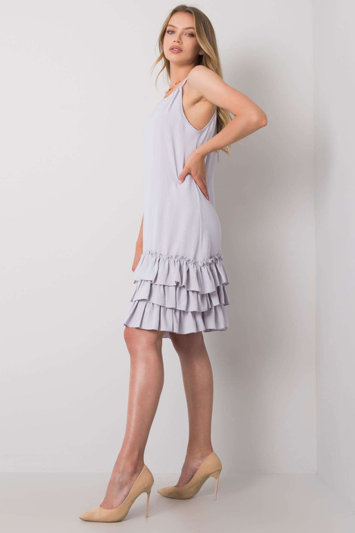 Světle šedé volánové šaty Routh PARIS