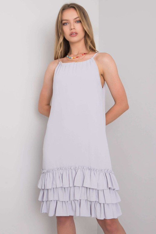 Světle šedé volánové šaty Routh PARIS