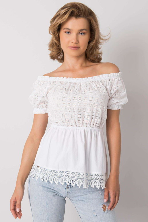 Bílá bavlněná halenka s hispánským...