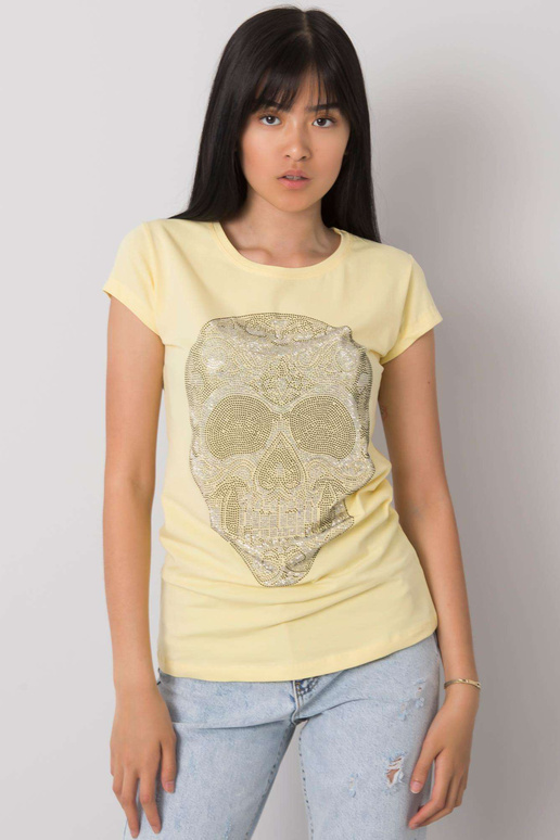 Světle žluté tričko s nášivkou Skull