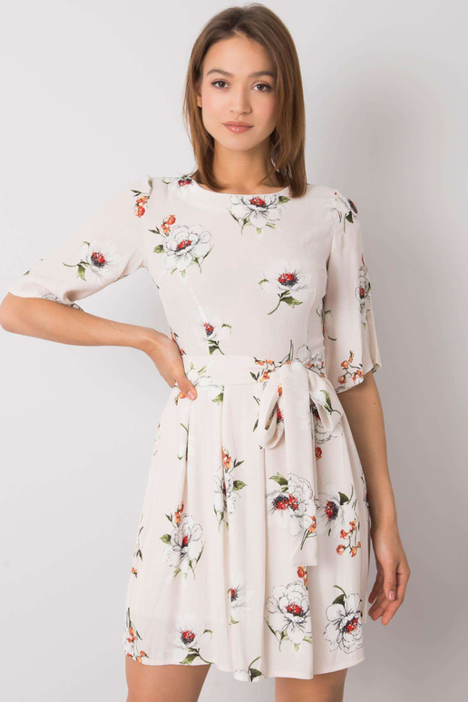 Světle béžové květinové šaty Azariah