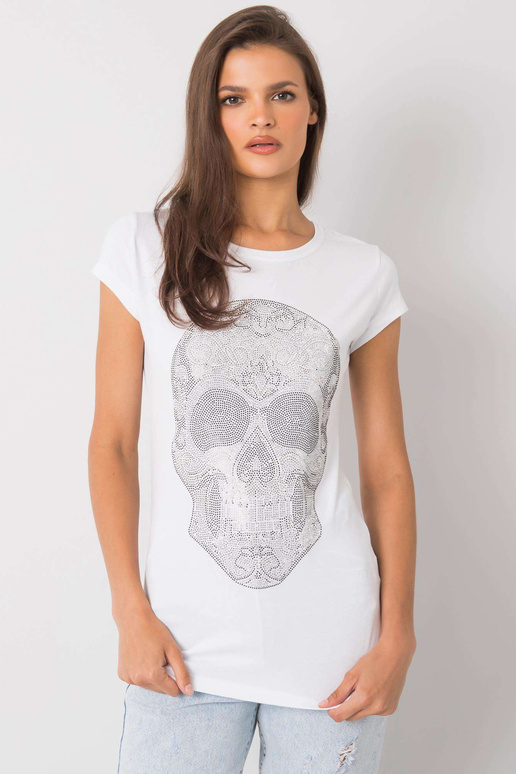 Bílé tričko s nášivkou Lebka