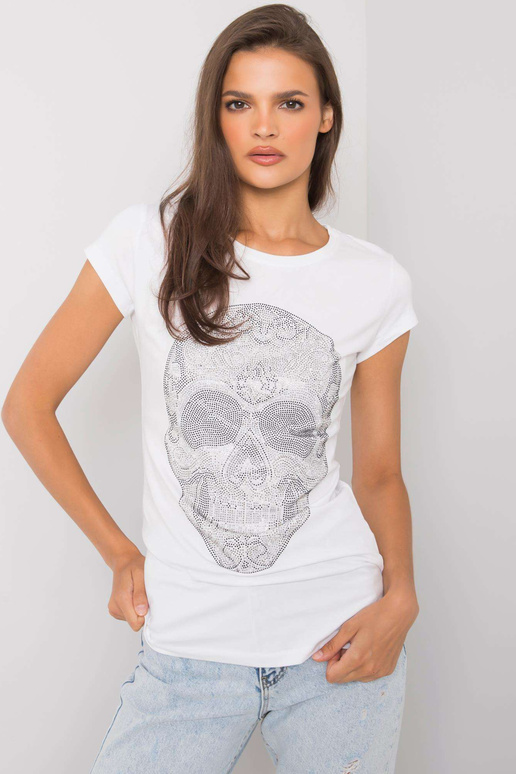 Bílé tričko s nášivkou Lebka
