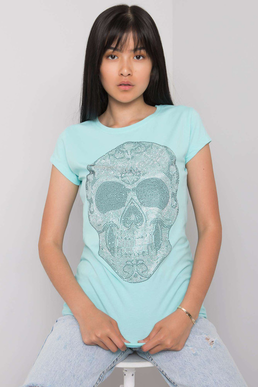 Světle modré tričko s nášivkou Skull