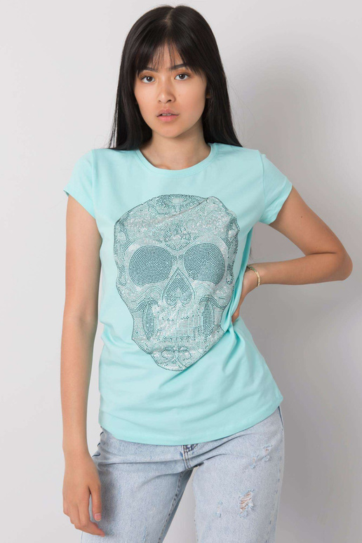 Světle modré tričko s nášivkou Skull