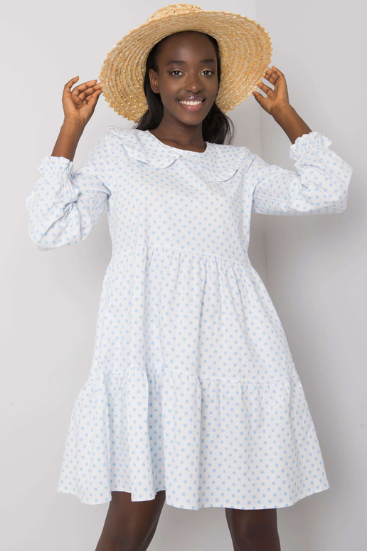 Bílé a modré puntíkované šaty Valeria...