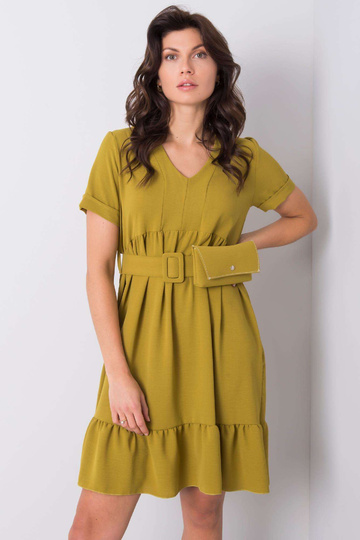 Světlé khaki šaty s volánem...