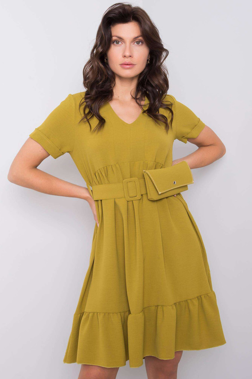 Světlé khaki šaty s volánem Vianna