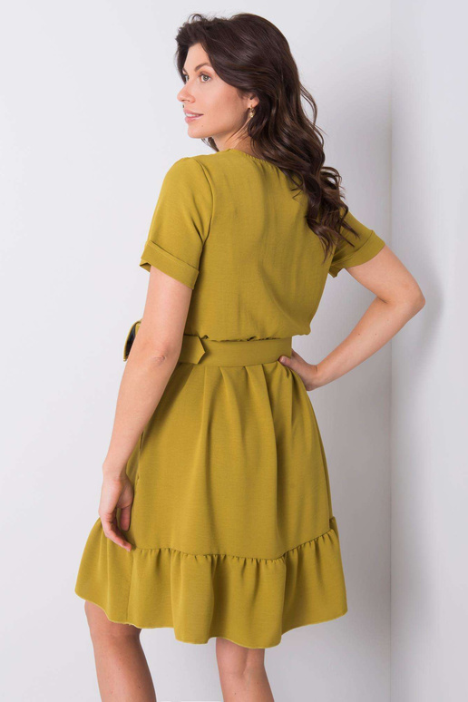 Světlé khaki šaty s volánem Vianna