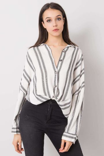 Ecru-černá pruhovaná košile... 2