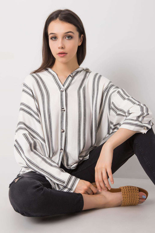 Ecru-černá pruhovaná košile Augusta...