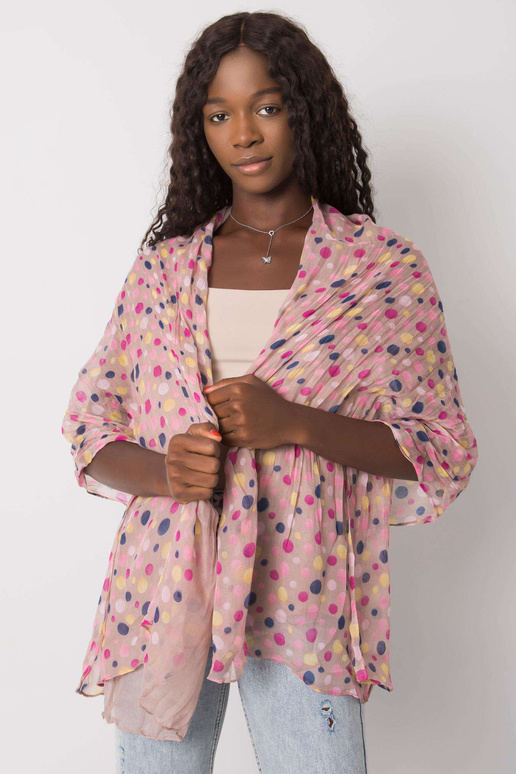 Béžový dámský šátek v tečkách