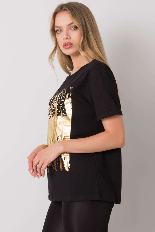 Černé tričko s potiskem zázvoru Černé tričko s potiskem zázvoru