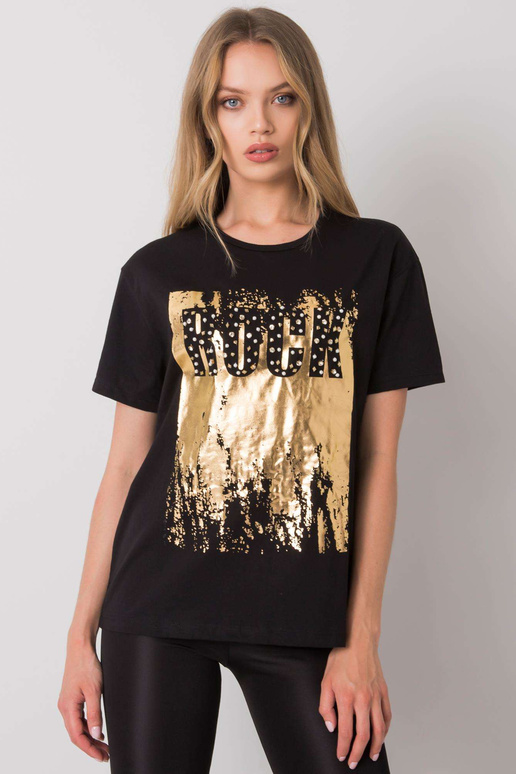 Černé tričko s potiskem zázvoru Černé tričko s potiskem zázvoru