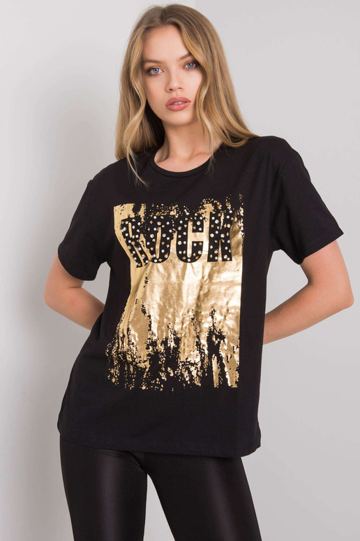 Černé tričko s potiskem zázvoru Černé tričko s potiskem zázvoru