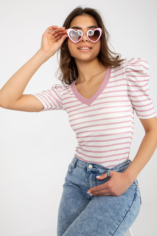 Bílo-růžová pruhovaná halenka Marlo