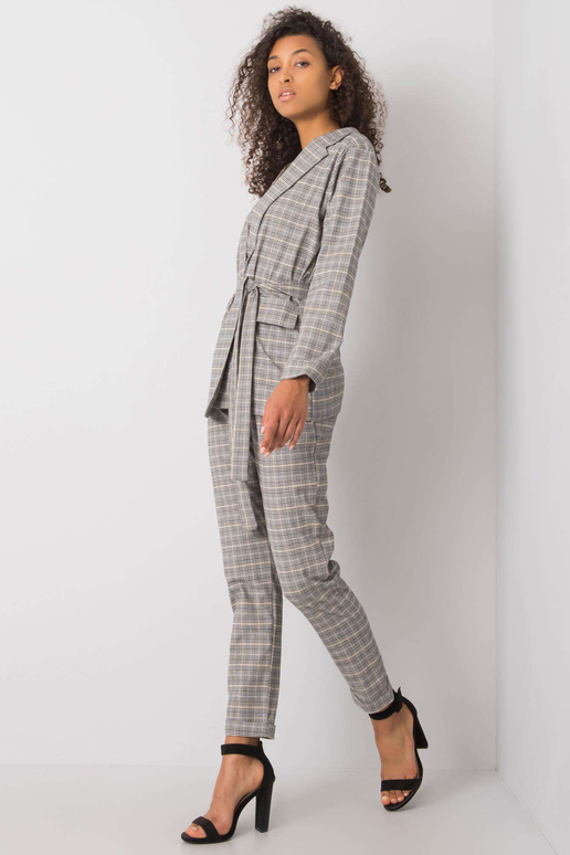 Šedo-béžová kostkovaná bunda Saskia