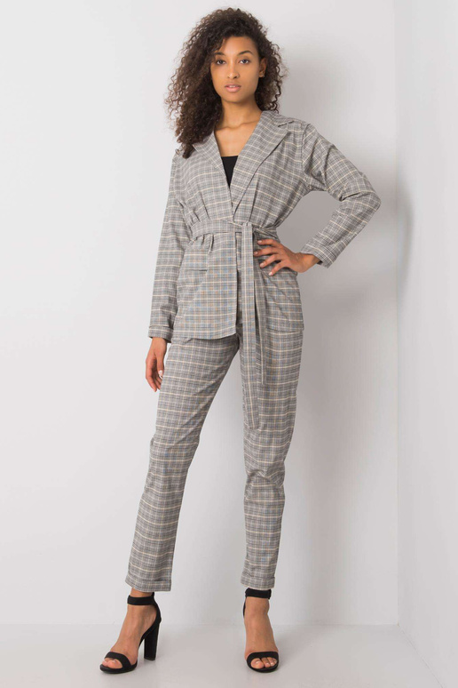 Šedo-béžová kostkovaná bunda Saskia