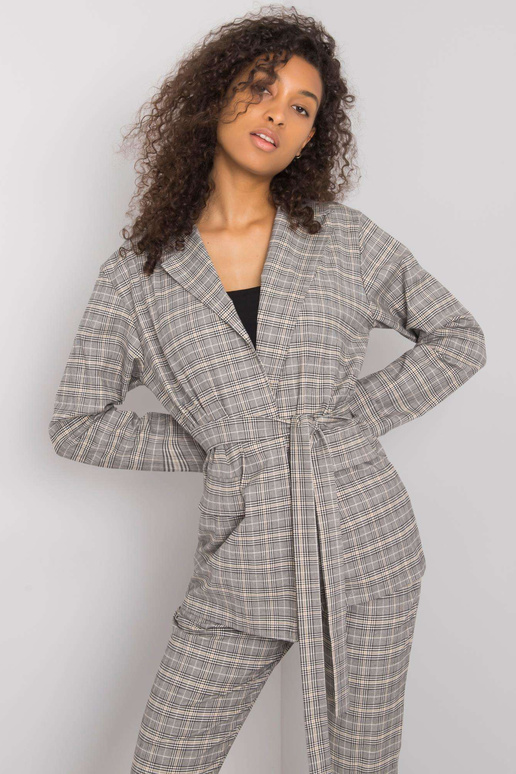 Šedo-béžová kostkovaná bunda Saskia