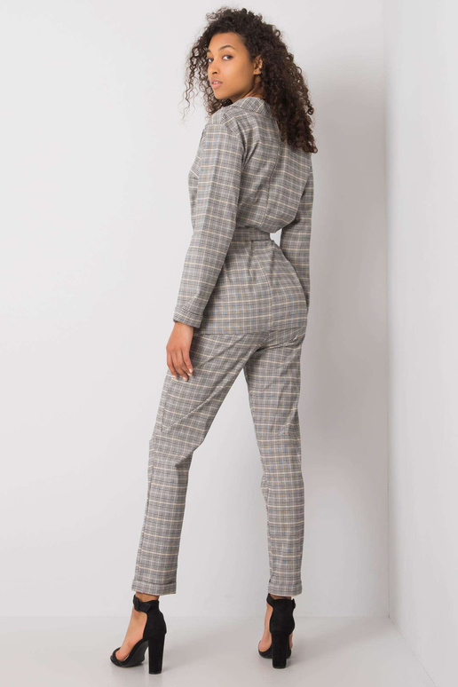 Šedo-béžová kostkovaná bunda Saskia