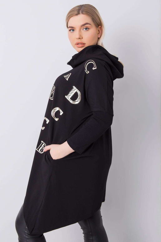 Aina Black Plus Size Mikina s kapucí