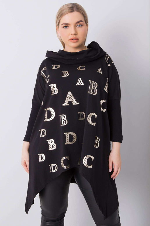 Aina Black Plus Size Mikina s kapucí