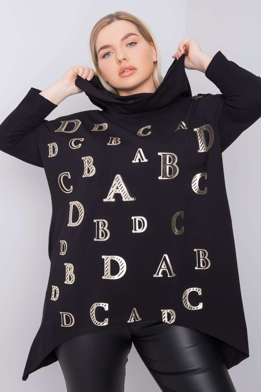 Aina Black Plus Size Mikina s kapucí