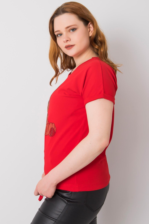 Červená nadměrná halenka s kamínky Luce