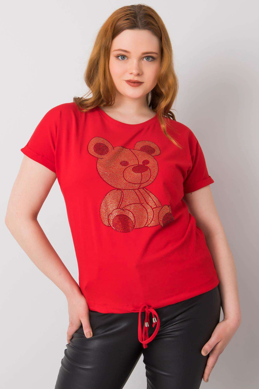 Červená nadměrná halenka s kamínky Luce