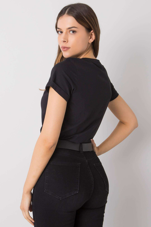 Černé tričko s potiskem Ibbie RUE PARIS