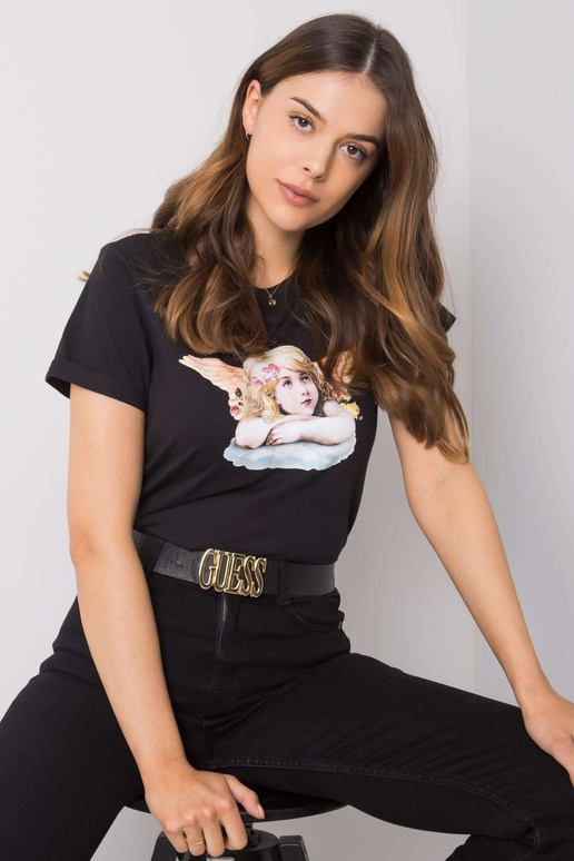 Černé tričko s potiskem Ibbie RUE PARIS