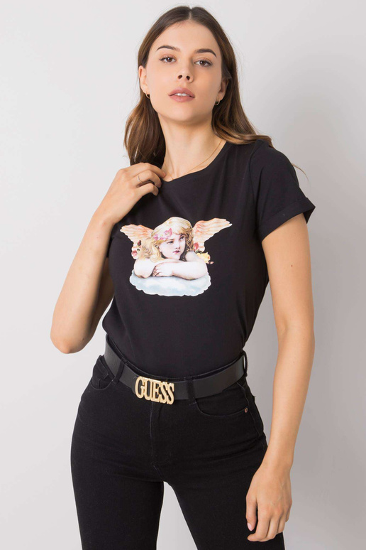 Černé tričko s potiskem Ibbie RUE PARIS