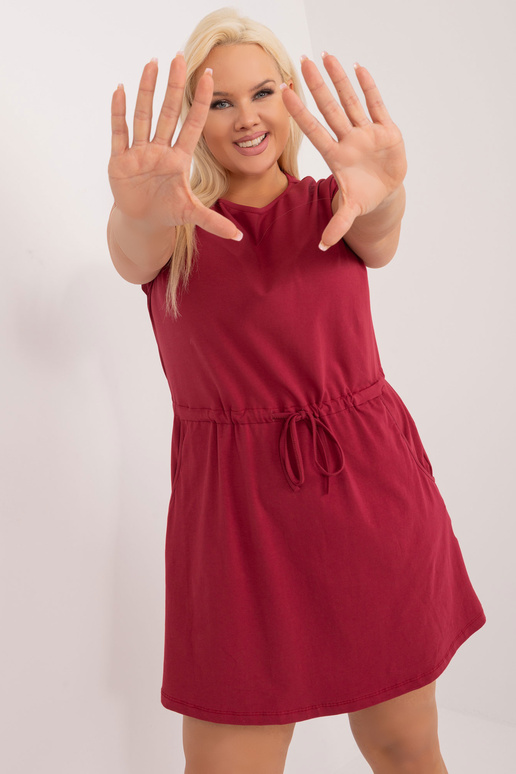 Vínové šaty plus velikost basic Kori