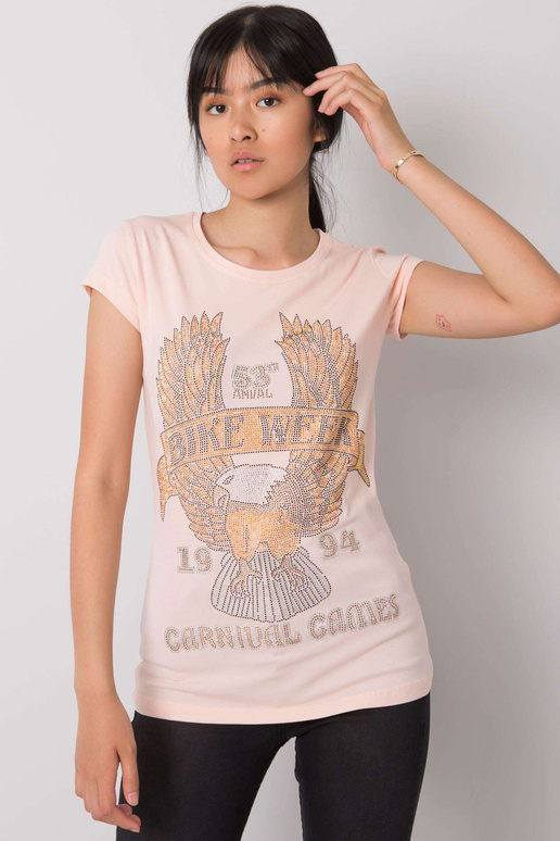 Světle růžové tričko s aplikací Haley Světle růžové tričko s aplikací Haley