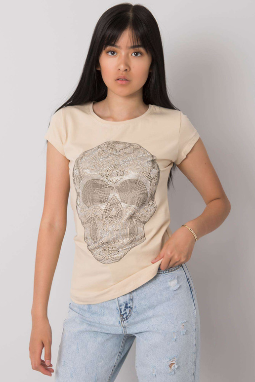 Béžové tričko s nášivkou Skull Béžové tričko s nášivkou Skull