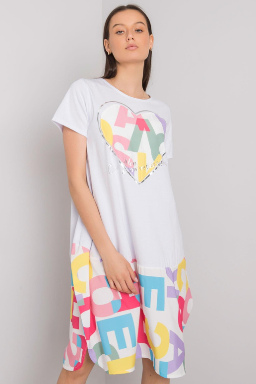 Bílé šaty s potisky Guinevere