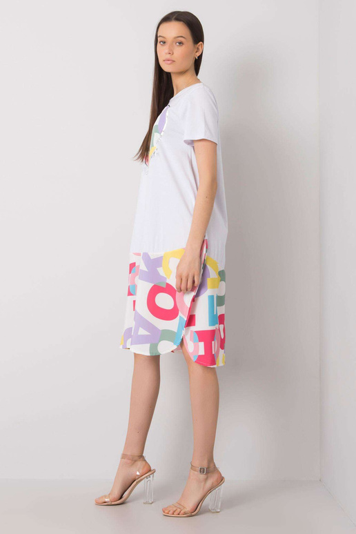 Bílé šaty s potisky Guinevere