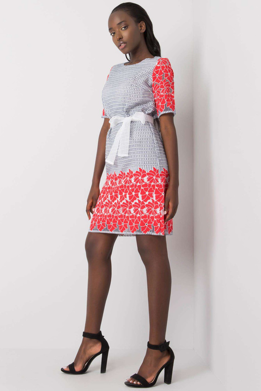 Šedočervené vzorované šaty Káťa